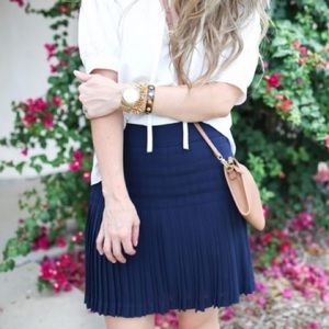 J. Crew Navy Pleated Skirt